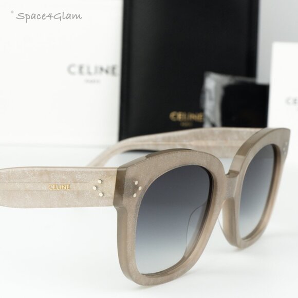 Celine Women Sunglasses Grey Silver Glitter Grey Grad Geometric CL4002UN 20B NEW - Picture 1 of 9
